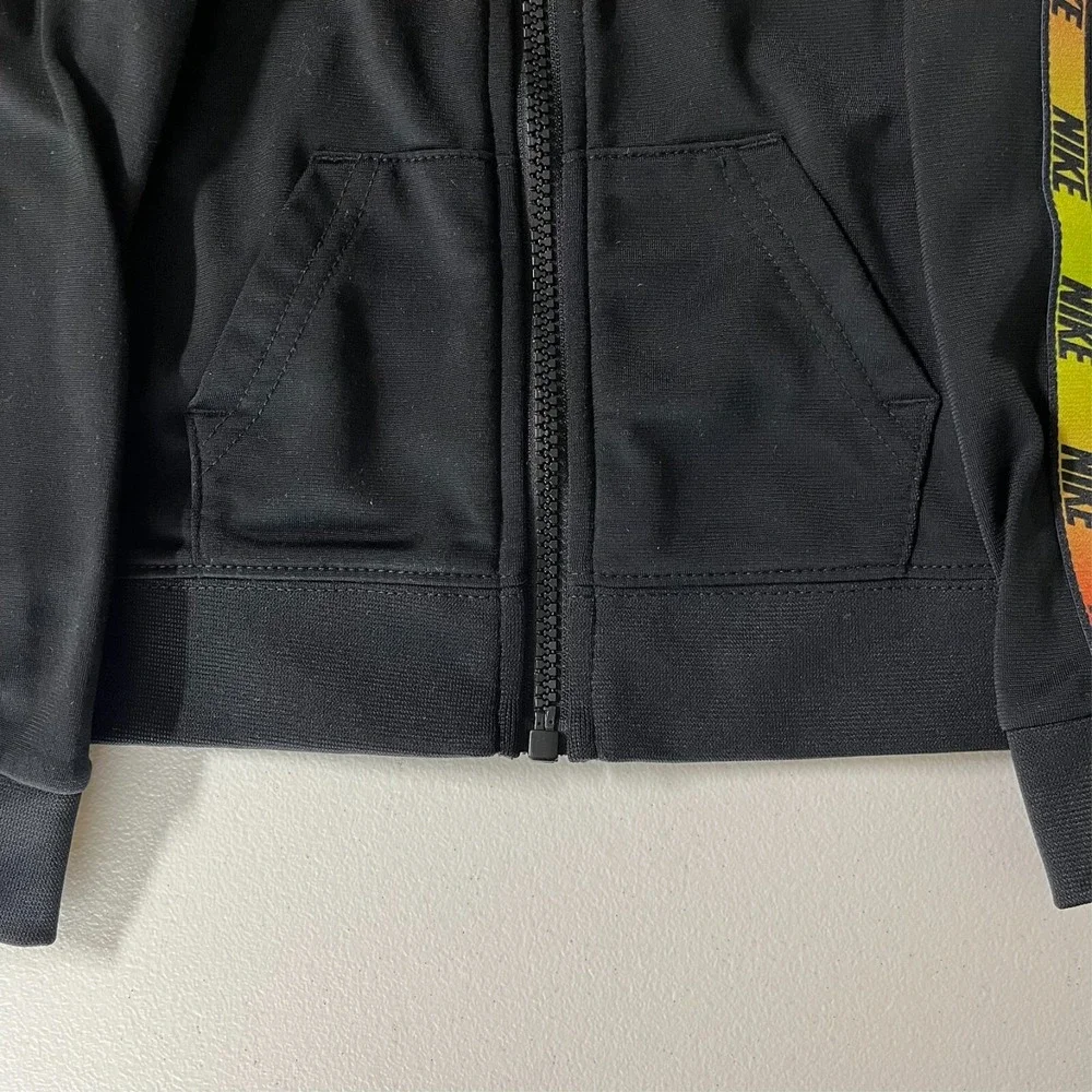 Nike Toddler Boys Black Full Zip Track Jacket Gradient Logo Tape Size 2T